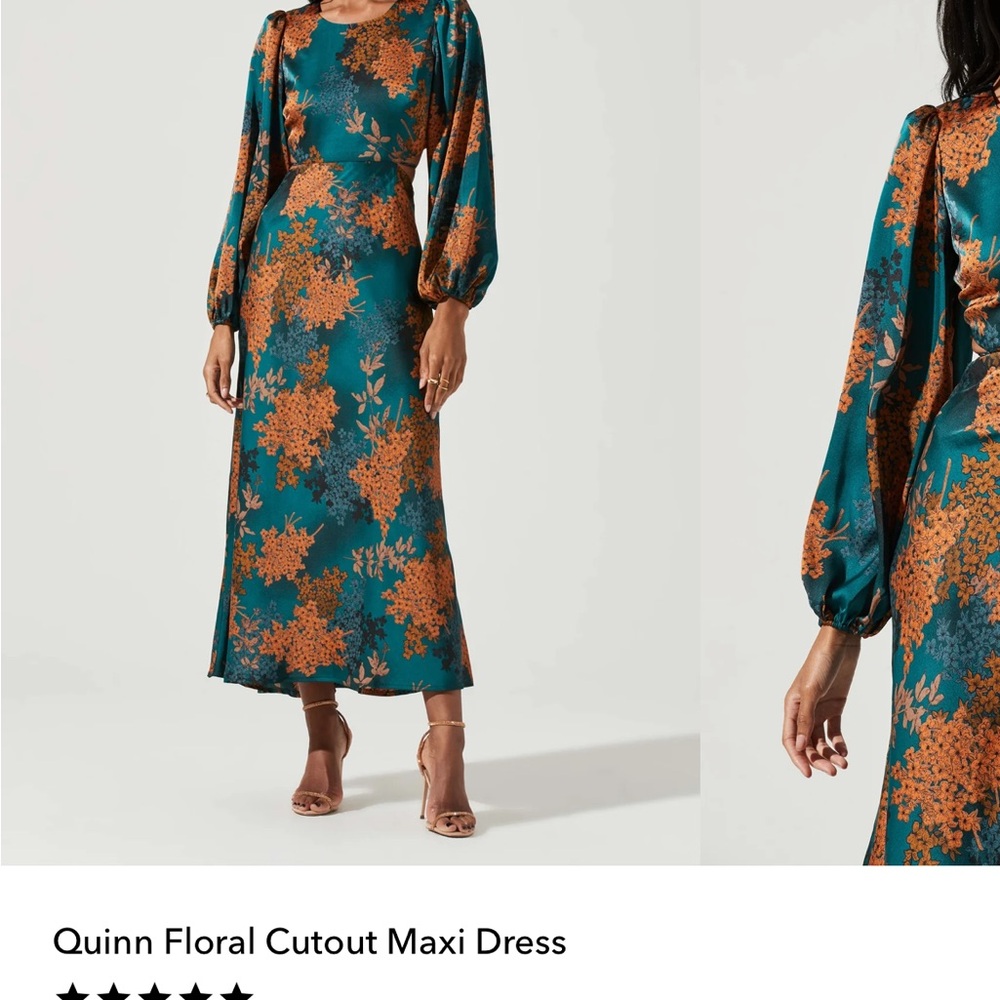 Quinn Teal and Orange Floral Cutout Maxi Dress